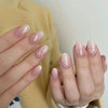 Almond Glossy Medium Oval Pink Press on Nails