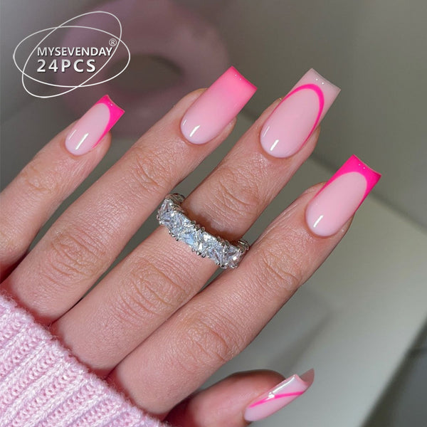 12 Sizes-24 Pcs Press On Nails BZ1417