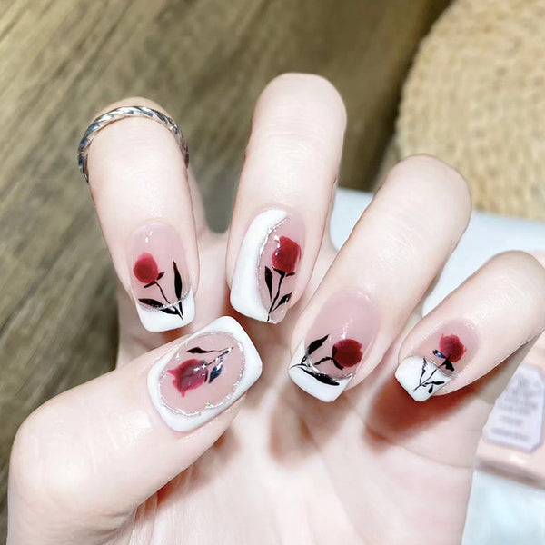 12 Sizes-24 Pcs Press On Nails R664
