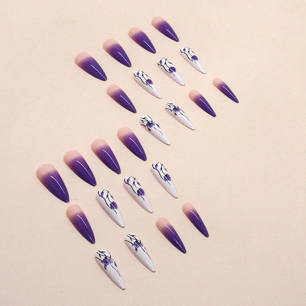 12 Sizes-24 Pcs Press On Nails W663