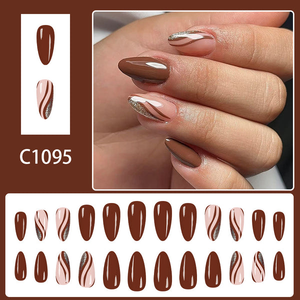 12 Sizes-24 Pcs Press On Nails C1095
