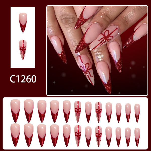 12 Sizes-24 Pcs Press On Nails C1260