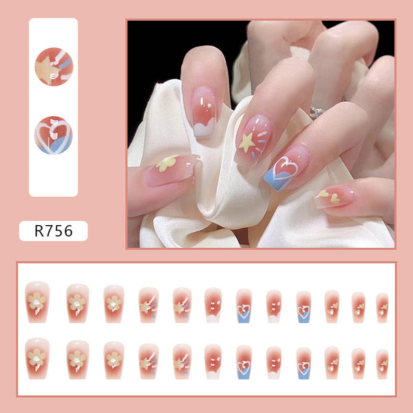 12 Sizes-24 Pcs Press On Nails R756
