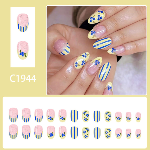 12 Sizes-24 Pcs Press On Nails C1944