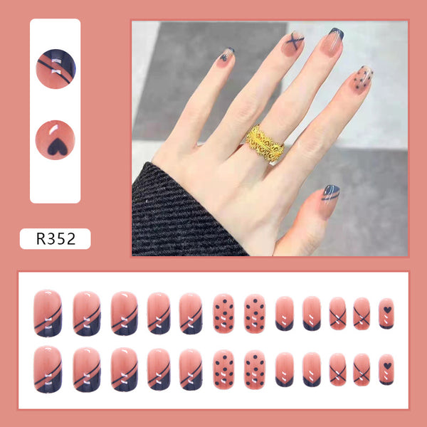 12 Sizes-24 Pcs Press On Nails R321