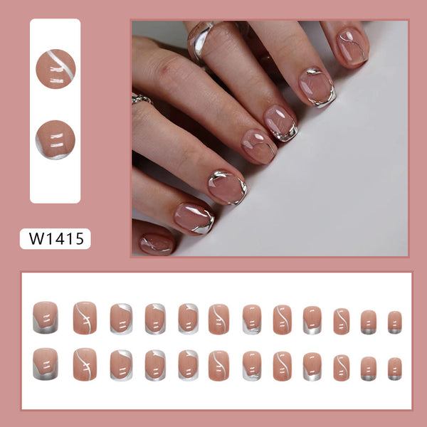 12 Sizes-24 Pcs Press On Nails W1415