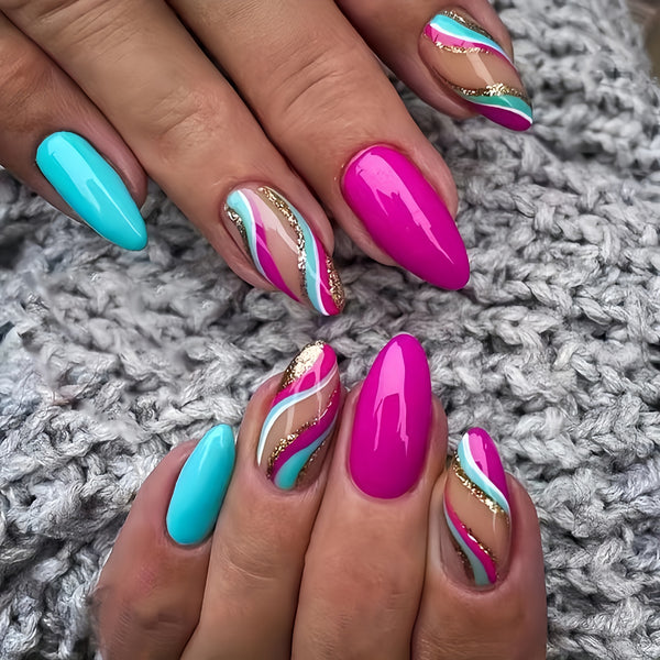 12 Sizes-24 Pcs Press On Nails Y114
