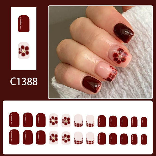 12 Sizes-24 Pcs Press On Nails C1388
