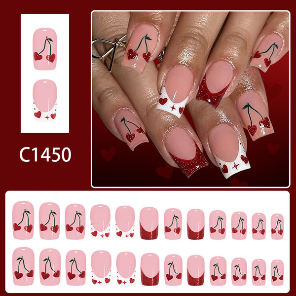 12 Sizes-24 Pcs Press On Nails C1450