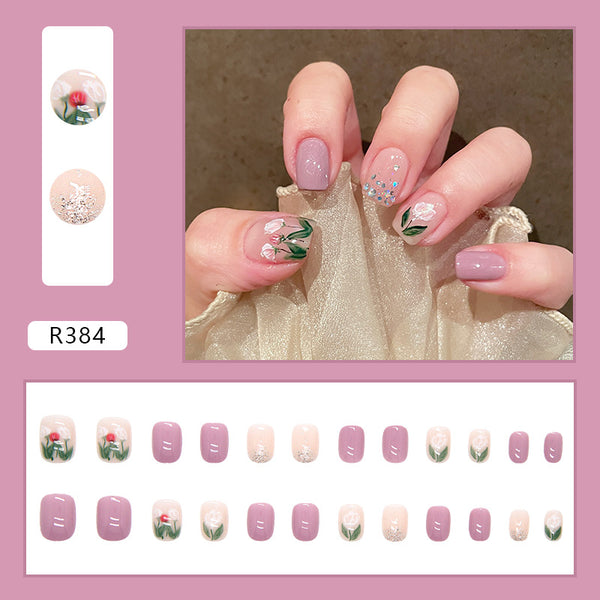 12 Sizes-24 Pcs Press On Nails R384