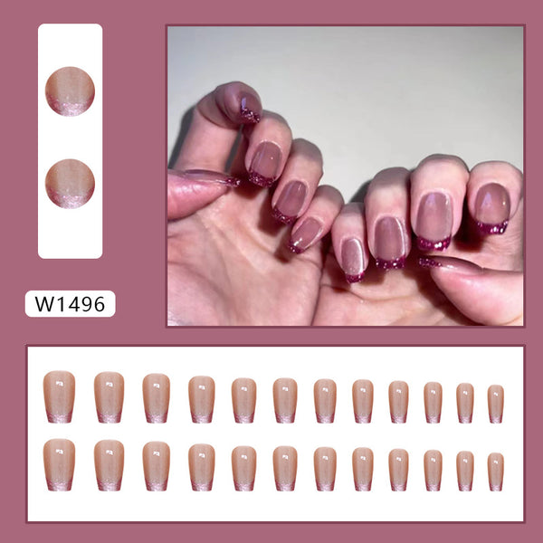 12 Sizes-24 Pcs Press On Nails W1496