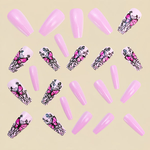 12 Sizes-24 Pcs Press On Nails Y912