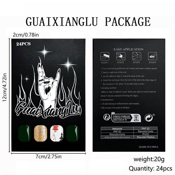 12 Sizes-24 Pcs Press On Nails C1317