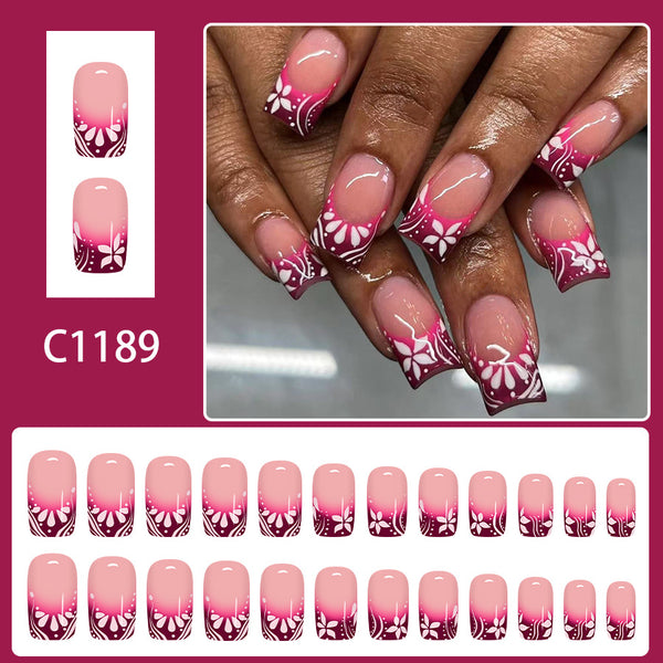 12 Sizes-24 Pcs Press On Nails C1189