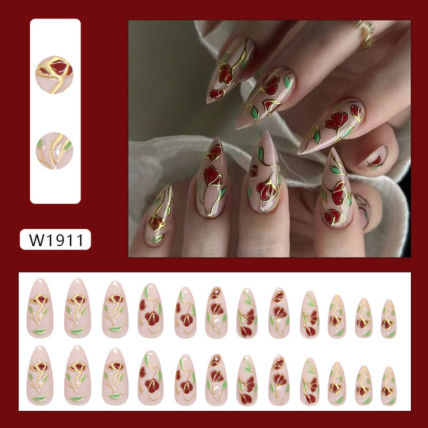 12 Sizes-24 Pcs Press On Nails W1911