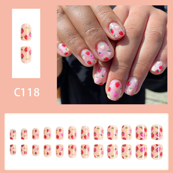 12 Sizes-24 Pcs Press On Nails C306