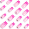 French Glossy Long Pink Square Press on Nails