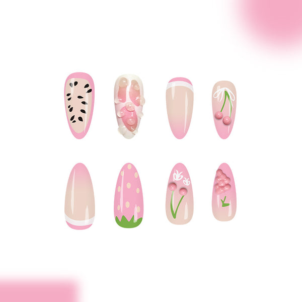 12 Sizes-24 Pcs Press On Nails C1625