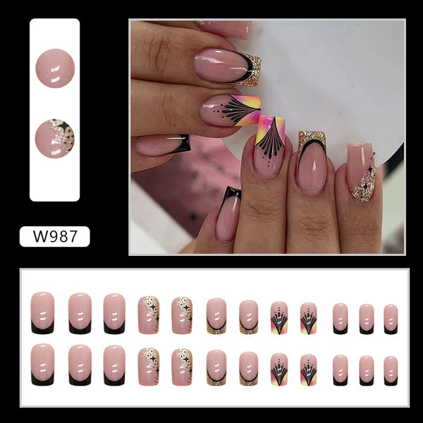 12 Sizes-24 Pcs Press On Nails W987