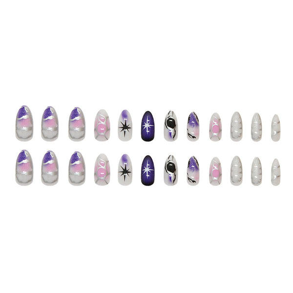 12 Sizes-24 Pcs Press On Nails W1828