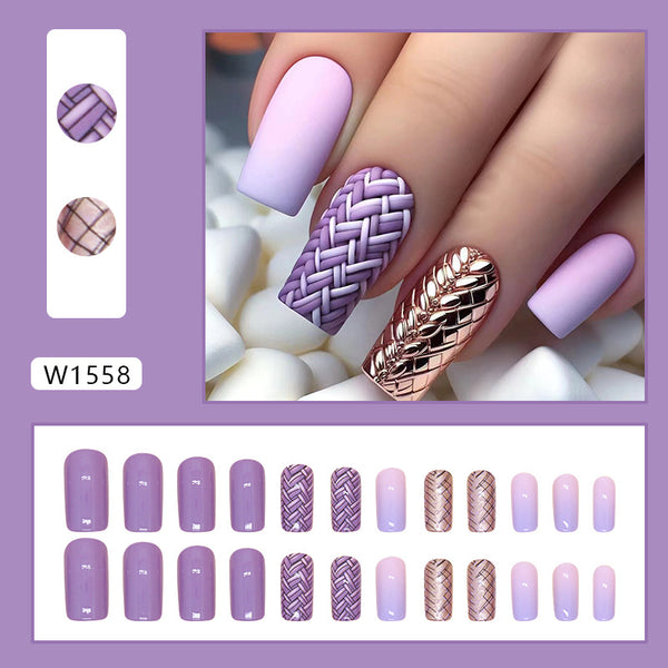 12 Sizes-24 Pcs Press On Nails W1558