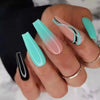 Blue Glossy Long Ombre Press on Nails