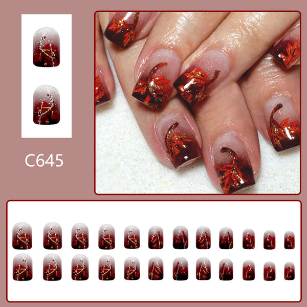 12 Sizes-24 Pcs Press On Nails C645