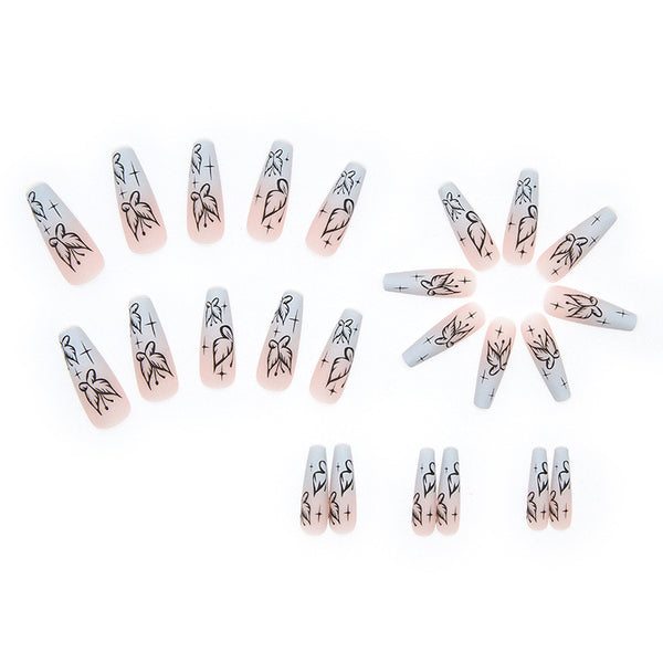 12 Sizes-24 Pcs Press On Nails W128