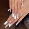 French Glossy Long Ombre Pink Square Press on Nails