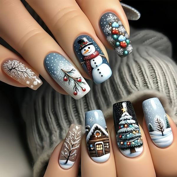 12 Sizes-24 Pcs Press On Nails Y418