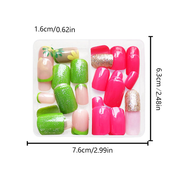 48 Pcs Press On Nails GlitterFlower-1-48pcs