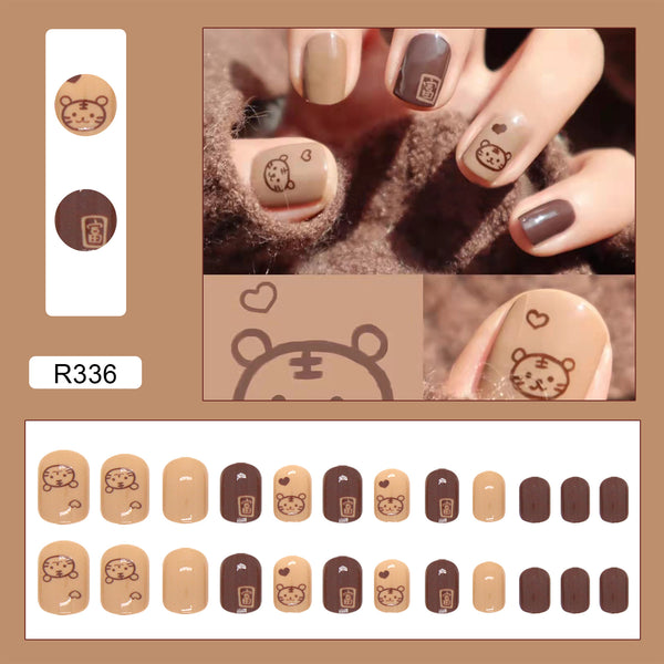 12 Sizes-24 Pcs Press On Nails R321
