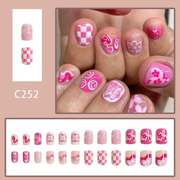 12 Sizes-24 Pcs Press On Nails C252