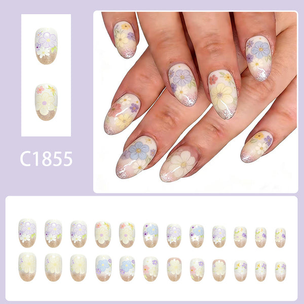 12 Sizes-24 Pcs Press On Nails C1855