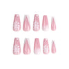 French Glossy Long Pink Press on Nails