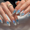 Almond Blue Medium Press on Nails