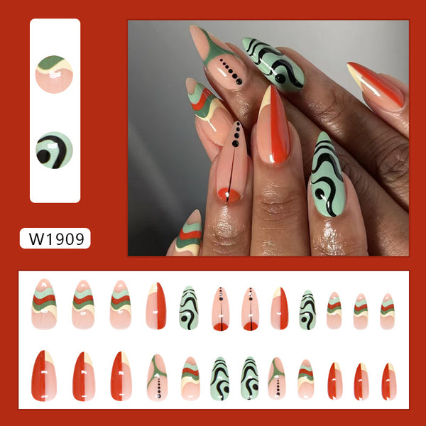 12 Sizes-24 Pcs Press On Nails W1909