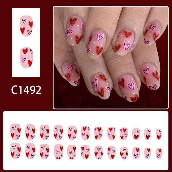 12 Sizes-24 Pcs Press On Nails C1492