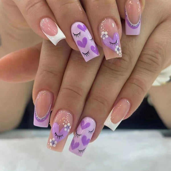 12 Sizes-24 Pcs Press On Nails W1090