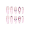 French Glossy Long Pink Square Press on Nails