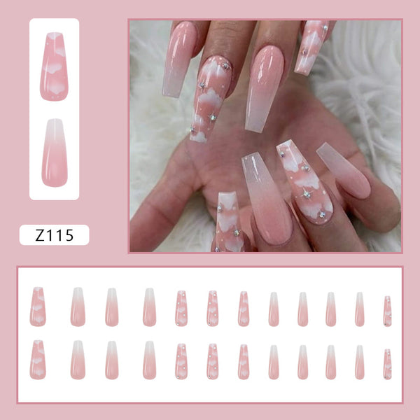 12 Sizes-24 Pcs Press On Nails Z115