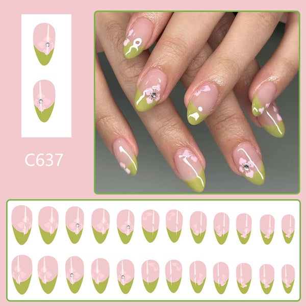 12 Sizes-24 Pcs Press On Nails C637