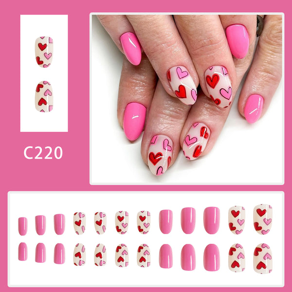 12 Sizes-24 Pcs Press On Nails C220