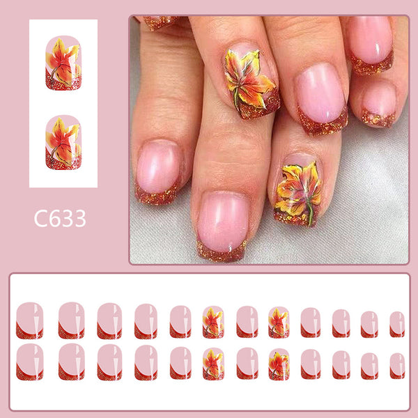 12 Sizes-24 Pcs Press On Nails C633
