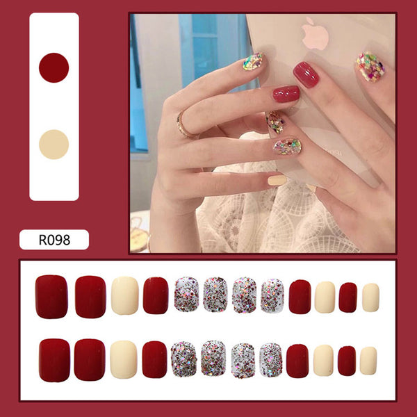 12 Sizes-24 Pcs Press On Nails R081