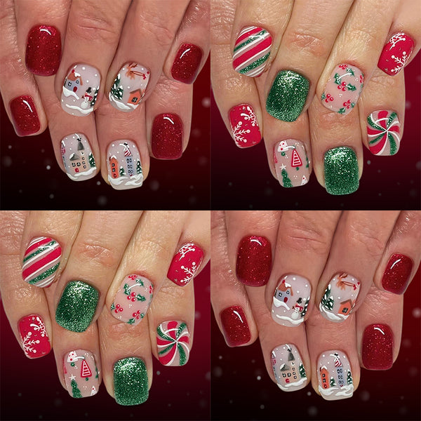 Christmas Press On Nails-2 Sets Mixed Pack (48PCS Total) xmas-8