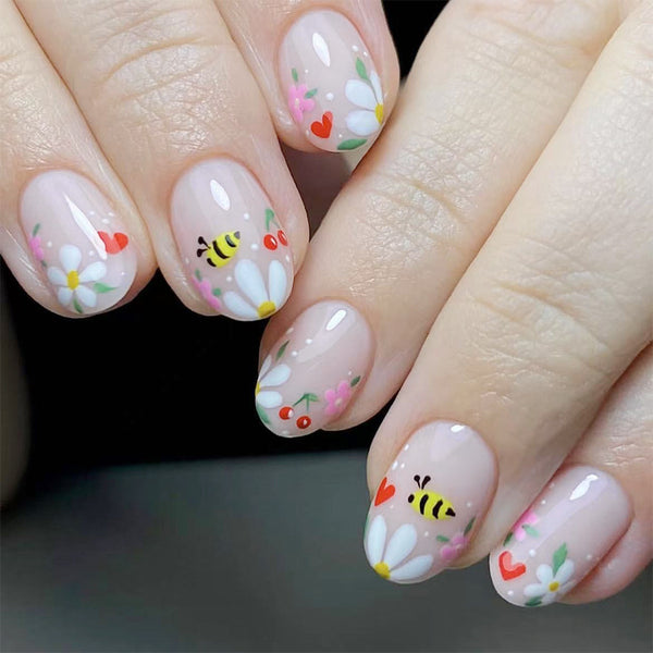 12 Sizes-24 Pcs Press On Nails C1016