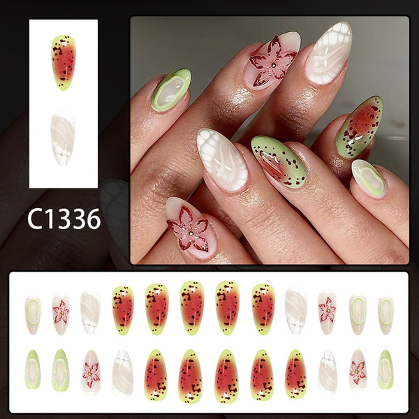 12 Sizes-24 Pcs Press On Nails C1336