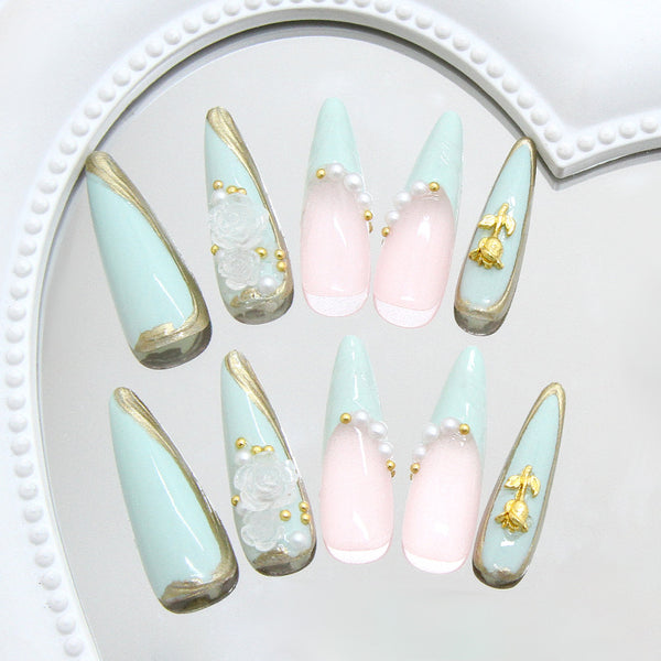 12 Sizes-24 Pcs Press On Nails Z1044
