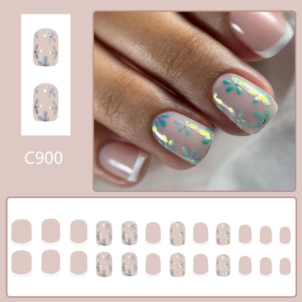 12 Sizes-24 Pcs Press On Nails C900